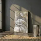 Lüks Tüy Altın Bej Tonlar Tekli Gold Metal Çerçeveli Cam Tablo Yatak Odası