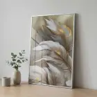 Lüks Tüy Altın Bej Tonlar Tekli Gümüş Metal Çerçeveli Cam Tablo Ev Dekorasyonu