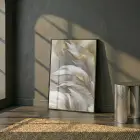 Lüks Tüy Altın Bej Tonlar Tekli Siyah Metal Çerçeveli Cam Tablo Salon Oturma