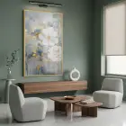Büyülü Çiçekler Yeşil Altın Tonları Tekli Gold Metal Çerçeveli Cam Tablo Yatak Odası