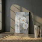 Büyülü Çiçekler Yeşil Altın Tonları Tekli Gold Metal Çerçeveli Cam Tablo Yatak Odası
