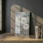 Büyülü Çiçekler Yeşil Altın Tonları Tekli Gümüş Metal Çerçeveli Cam Tablo Yatak Odası