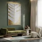 Soyut Yaprak Altın Bej Tekli Gümüş Metal Çerçeveli Cam Tablo Ev Dekorasyonu Oda