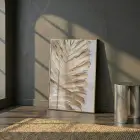 Dokulu Yaprak Sıcak Altın Tekli Gold Metal Çerçeveli Cam Tablo Ev Dekorasyonu Oda