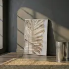 Dokulu Yaprak Sıcak Altın Tekli Gümüş Metal Çerçeveli Cam Tablo Poster Dekoratif Obje