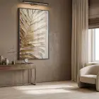 Dokulu Yaprak Sıcak Altın Tekli Siyah Metal Çerçeveli Cam Tablo Ev Dekorasyonu Oda