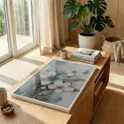 Hassas Çiçekler Su Yeşili Pastel Tekli Beyaz Metal Çerçeveli Cam Tablo Ev Dekorasyonu