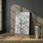 Hassas Çiçekler Su Yeşili Pastel Tekli Gold Metal Çerçeveli Cam Tablo Yatak Odası