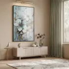 Hassas Çiçekler Su Yeşili Pastel Tekli Siyah Metal Çerçeveli Cam Tablo Yatak Odası