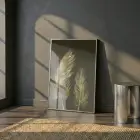 Süzülen Tüyler Koyu Altın Tekli Gümüş Metal Çerçeveli Cam Tablo Ev Dekorasyonu Oda