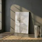 Geniş Çiçek Sıcak Krem Ton Tekli Gold Metal Çerçeveli Cam Tablo Duvar Salon