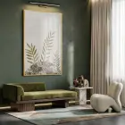 Bitkisel Yapraklar Doğal Toprak Tonları Tekli Gold Metal Çerçeveli Cam Tablo Poster Dekoratif