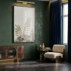 Bitkisel Yapraklar Doğal Toprak Tonları Tekli Siyah Metal Çerçeveli Cam Tablo Poster Dekoratif