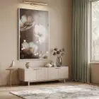 Narin Çiçekler Sıcak Bej Tonlar Tekli Beyaz Metal Çerçeveli Cam Tablo Yatak Odası