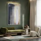 Altın Dokunuş Sıcak Bej Tonlar Tekli Beyaz Metal Çerçeveli Cam Tablo Duvar Salon