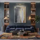 Altın Dokunuş Sıcak Bej Tonlar Tekli Gümüş Metal Çerçeveli Cam Tablo Poster Dekoratif