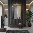 Altın Dokunuş Sıcak Bej Tonlar Tekli Siyah Metal Çerçeveli Cam Tablo Duvar Salon