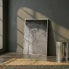 Odun Dokusu Kahve Gri Tonlar Tekli Beyaz Metal Çerçeveli Cam Tablo Duvar Salon
