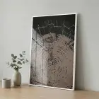 Odun Dokusu Kahve Gri Tonlar Tekli Beyaz Metal Çerçeveli Cam Tablo Duvar Salon