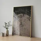 Odun Dokusu Kahve Gri Tonlar Tekli Gold Metal Çerçeveli Cam Tablo Duvar Salon