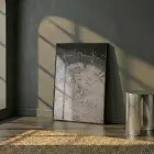 Odun Dokusu Kahve Gri Tonlar Tekli Siyah Metal Çerçeveli Cam Tablo Yatak Odası