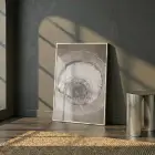 Organik Halkalar Nötr Toprak Tonları Tekli Beyaz Metal Çerçeveli Cam Tablo Salon Oturma