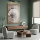 Organik Halkalar Nötr Toprak Tonları Tekli Gold Metal Çerçeveli Cam Tablo Ev Dekorasyonu