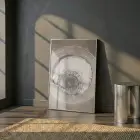 Organik Halkalar Nötr Toprak Tonları Tekli Gümüş Metal Çerçeveli Cam Tablo Ev Dekorasyonu