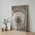 Organik Halkalar Nötr Toprak Tonları Tekli Gümüş Metal Çerçeveli Cam Tablo Ev Dekorasyonu
