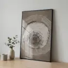 Organik Halkalar Nötr Toprak Tonları Tekli Siyah Metal Çerçeveli Cam Tablo Poster Dekoratif