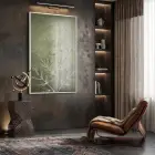 Bitkisel Desen Adaçayı Yeşili Tekli Beyaz Metal Çerçeveli Cam Tablo Ev Dekorasyonu Oda