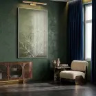 Bitkisel Desen Adaçayı Yeşili Tekli Gümüş Metal Çerçeveli Cam Tablo Salon Oturma Odası