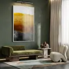 Soyut Manzara Altın Siyah Tonları Tekli Beyaz Metal Çerçeveli Cam Tablo Poster Dekoratif