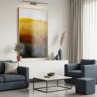 Soyut Manzara Altın Siyah Tonları Tekli Gold Metal Çerçeveli Cam Tablo Poster Dekoratif