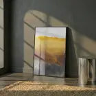 Soyut Manzara Altın Siyah Tonları Tekli Metal Çerçeveli Cam Tablo Poster Dekoratif Obje