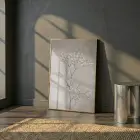 Çiçekli Dal Kum Beji Tonu Tekli Gold Metal Çerçeveli Cam Tablo Ev Dekorasyonu