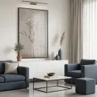 Çiçekli Dal Kum Beji Tonu Tekli Siyah Metal Çerçeveli Cam Tablo Duvar Salon