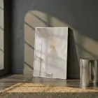 Yumuşak Çiçek Krem Bej Tonları Tekli Beyaz Metal Çerçeveli Cam Tablo Duvar Salon