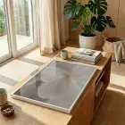 Yumuşak Çiçek Krem Bej Tonları Tekli Beyaz Metal Çerçeveli Cam Tablo Duvar Salon