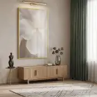 Yumuşak Çiçek Krem Bej Tonları Tekli Gold Metal Çerçeveli Cam Tablo Salon Oturma