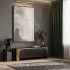 Yumuşak Çiçek Krem Bej Tonları Tekli Siyah Metal Çerçeveli Cam Tablo Salon Oturma