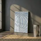 Soyut Çiçek Pastel Mavi Ton Tekli Gümüş Metal Çerçeveli Cam Tablo Duvar Salon