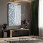 Soyut Çiçek Pastel Mavi Ton Tekli Siyah Metal Çerçeveli Cam Tablo Poster Dekoratif