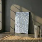 Soyut Çiçek Pastel Mavi Ton Tekli Siyah Metal Çerçeveli Cam Tablo Poster Dekoratif