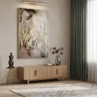 Tüy Dokusu Altın Bej Tonları Tekli Gümüş Metal Çerçeveli Cam Tablo Poster Dekoratif