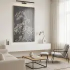Narin Çiçekler Monokrom Gri Ton Tekli Gümüş Metal Çerçeveli Cam Tablo Salon Oturma