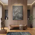 Narin Çiçekler Monokrom Gri Ton Tekli Siyah Metal Çerçeveli Cam Tablo Salon Oturma