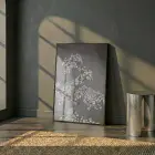 Narin Çiçekler Monokrom Gri Ton Tekli Siyah Metal Çerçeveli Cam Tablo Salon Oturma