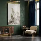 Yaprak Formları Sıcak Toprak Tekli Beyaz Metal Çerçeveli Cam Tablo Poster Dekoratif Obje