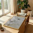 Büyük Çiçekler Krem Bej Tonları Tekli Gold Metal Çerçeveli Cam Tablo Ev Dekorasyonu